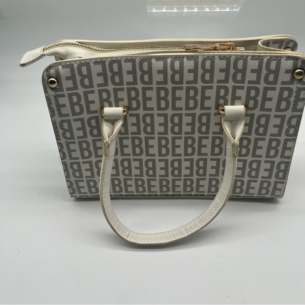 Bebe Women's Faux Leather Purse Handbag Cream Color - Picture 8 of 15